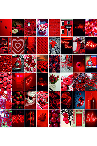 TELLGRAF مجموعة بطاقات بريدية بطابع تركي أحمر (10x15 سم 48 قطعة)