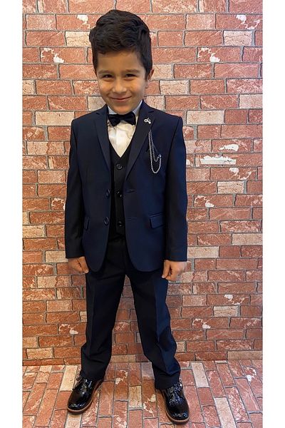 HAYTA 9-14 Years Dark Blue Children's Set - Dress, Vest and Shirt Set