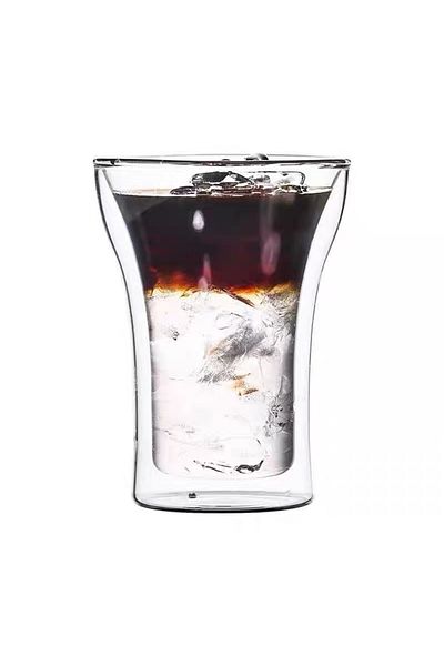 Kingstone Double Walled 2-Piece Borosilicate Latte Tea Coffee Fruit Juice Borosilicate Glass Cup 250 Ml