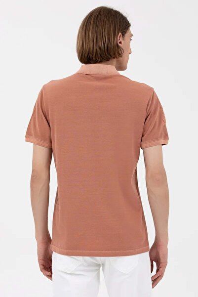 U.S. Polo Assn. U.S.POLO SLIM FIT 1573851   T-SHIRT ΜΕ ΠΛΥΣΗ ΜΑΝΙΚΙΩΝ - U.S. POLO - ST06596-CAMEL-L