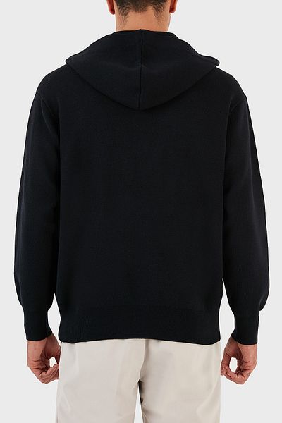 Emporio Armani Relaxed Fit Hooded Kangaroo Pocket Wool Blend Knitwear Sweat Men's SWEAT 6R1MX7 1MNB