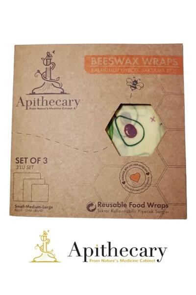 Apithecary Shopexxtra Avocado Patterned Waxed (BIG MEDIUM SMALL SIZE) Set of 3 Multi-Purpose Food Storage Cloth
