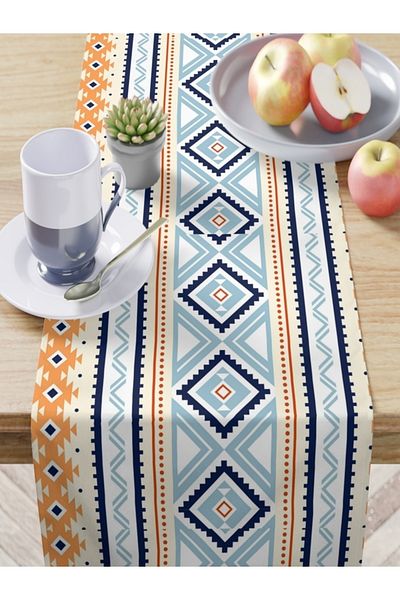 FUS BLUE Ethnic Patterned Runner