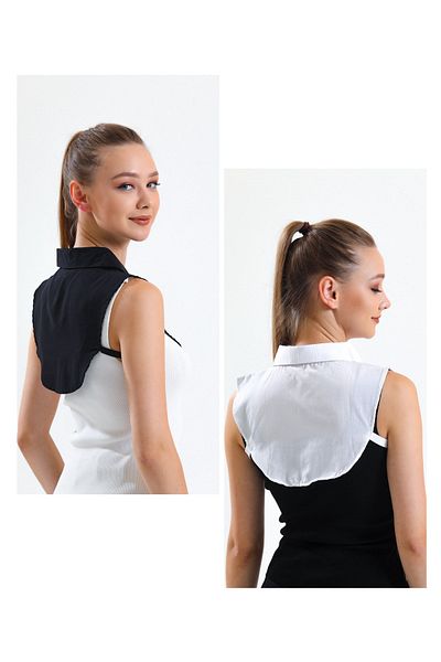 mirach Pack of 2 Mini Shirt Collar Fake Collar Fake Shirt Half Shirt Neck Collar Low-cut Concealer Collar