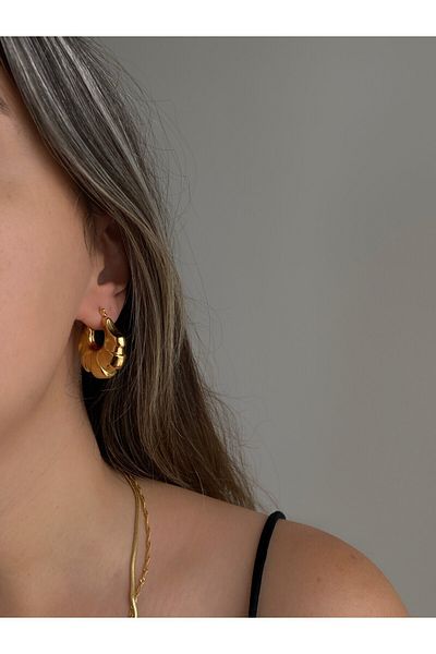 Owentis Steel Gold Bold Whitley Earrings - Does not blacken-