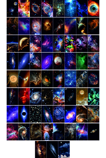 TELLGRAF مجموعة بطاقات بريدية بموضوع الفضاء (67 قطعة مقاس 10x15 سم)