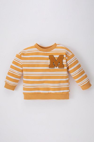 DeFacto Chlapecká mikina Regular Fit Crew Neck Deck Pruhed Mikina
