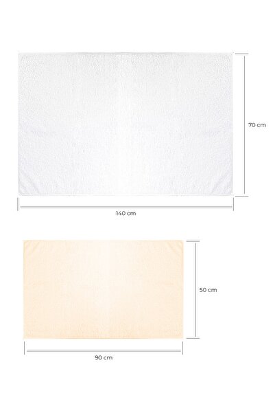 Evlen Home Collection 100% Cotton 4-Piece Bath Towel Set 70x140cm + 50x90cm Hotel Towel White/Cappuccino Beach Towel