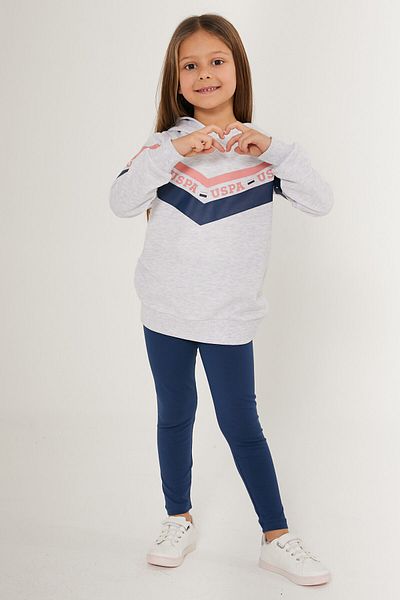 U.S. Polo Assn. BASE. Polo Assn Striped White Girls Tracksuit Set