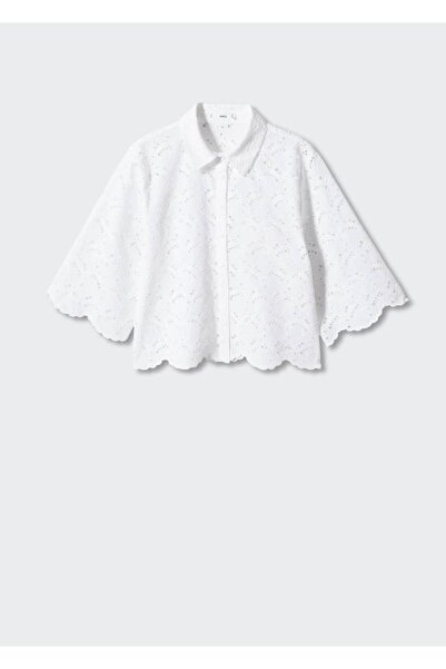 MANGO Woman İşlemeli ajur örgü gömlek