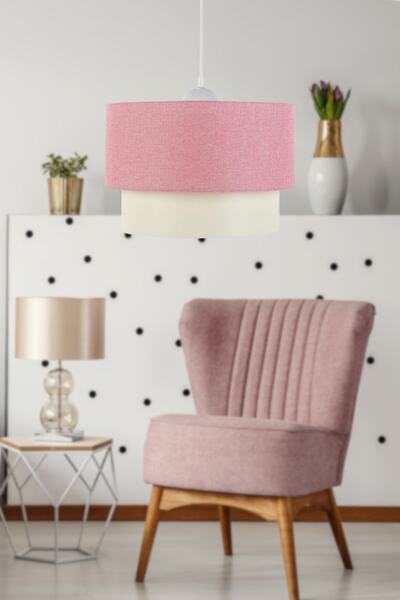 Art&Gift Katlı Pasta Tekli Pembe Dokuma Sarkıt Yatak Odası Çocuk Odası Genç Odası Salon Avize