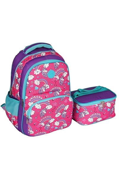 FATELLA Rucsac pentru școală primară pentru fete, cu figurine, și geantă pent...