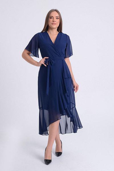 SpringStore Rochie din șifon cu volane bleumarin