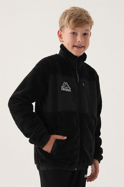 Kappa Black Plush Zippered Boy's Sweatshirt