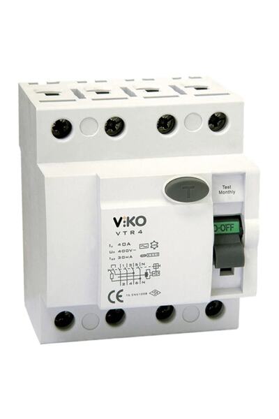 VİKO 4 X 40 Amper Kaçak Akım Rölesi 30ma (vtr4-4030)