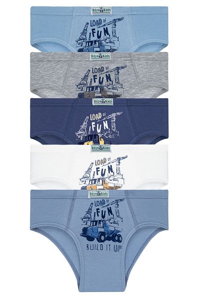 biyokids Αγόρι 5 Πακέτο Πολύχρωμα Slip εσώρουχα - Μηχανή Εργασίας -