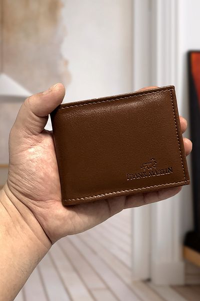 Frank Martin Original Men's Black Vegan Leather Wallet with Gift Box Tan Wallet with Card Holder and Paper Money Compartment