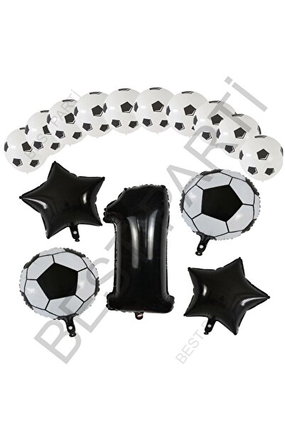 BEST PARTİ DOĞUM GÜNÜ PARTİ SÜSLERİ Football Ball Star Foil Black Number and ...