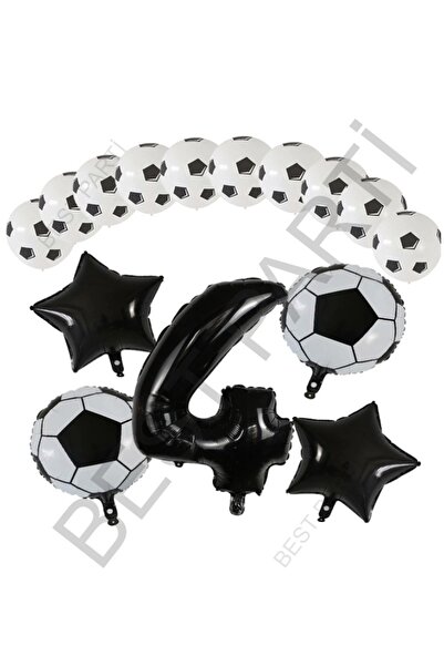 BEST PARTİ DOĞUM GÜNÜ PARTİ SÜSLERİ Football Ball Star Foil Black Number and ...