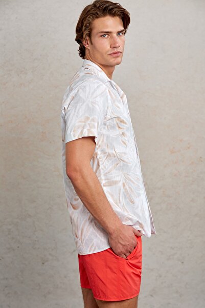 Hatemoğlu Сива риза с къс ръкав с отворена яка и щампа, удобна кройка, 100% памук