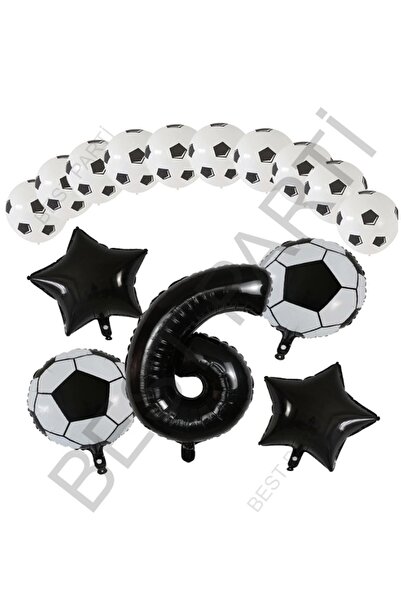 BEST PARTİ DOĞUM GÜNÜ PARTİ SÜSLERİ Football Ball Star Foil Black Number and ...