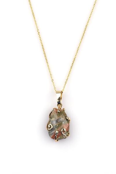 Alibaba Doğaltaş Unakit Natural Stone Gold Colored Necklace
