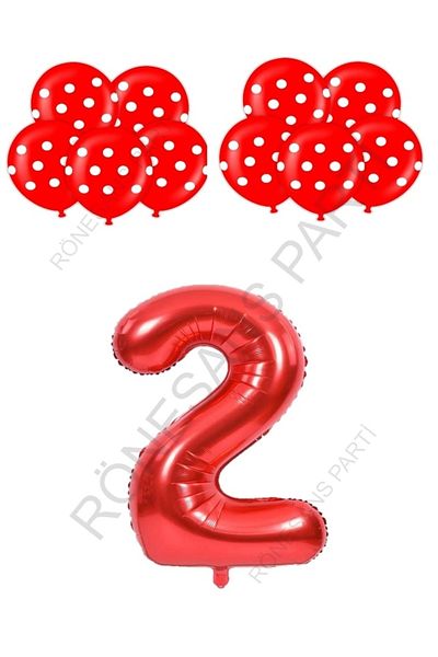 RÖNESANS PARTİ Red Number and Red and White Score Balloon Set Age 2