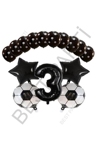 BEST PARTİ DOĞUM GÜNÜ PARTİ SÜSLERİ Football Ball Star Foil Black Number and ...