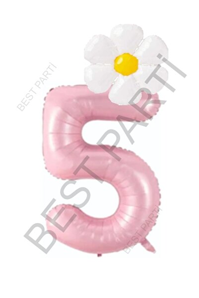BEST PARTİ DOĞUM GÜNÜ PARTİ SÜSLERİ Pembe Rakam ve Beyaz Papatya Folyo Balon ...