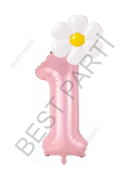 BEST PARTİ DOĞUM GÜNÜ PARTİ SÜSLERİ Pembe Rakam ve Beyaz Papatya Folyo Balon ...
