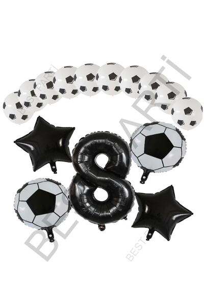 BEST PARTİ DOĞUM GÜNÜ PARTİ SÜSLERİ Football Ball Star Foil Black Number and ...