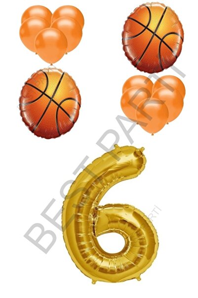 BEST PARTİ DOĞUM GÜNÜ PARTİ SÜSLERİ Basketball Ball and Gold Color Number Foi...