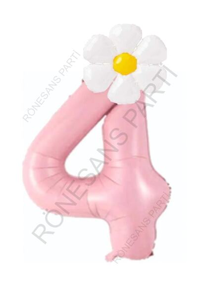 Genel Markalar Pembe Rakam ve Beyaz Papatya Folyo Balon Seti Yaş 4