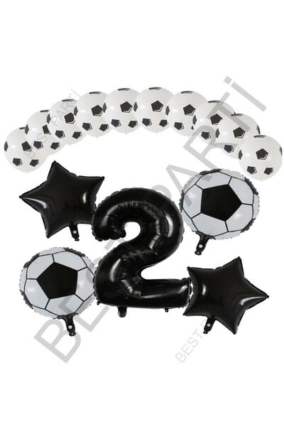 BEST PARTİ DOĞUM GÜNÜ PARTİ SÜSLERİ Football Ball Star Foil Black Number and ...