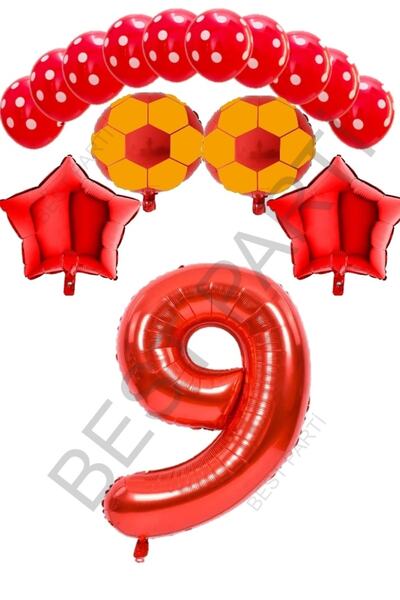 BEST PARTİ DOĞUM GÜNÜ PARTİ SÜSLERİ أفضل مجموعة بالونات كرة قدم حمراء مزينة ب...