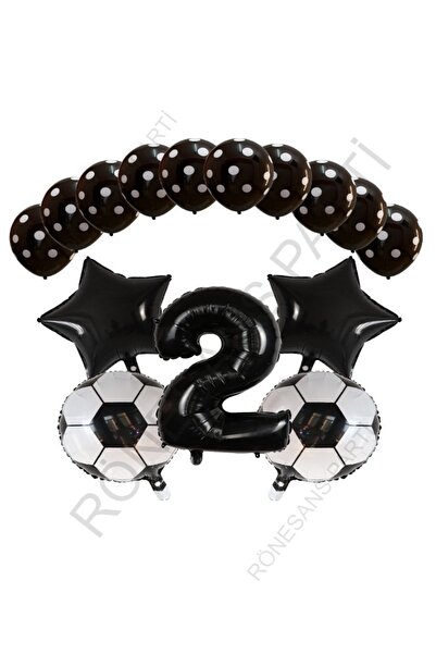 RÖNESANS PARTİ مجموعة كرة القدم ذات الأرقام السوداء ورقائق النجوم والبالونات ...