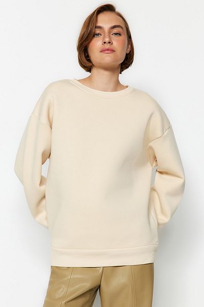 Trendyol Collection Stone Oversize/Bequemer Schnitt Basic Rundhals Dick/Innen Fleece Strick Sweatshirt TWOAW24SW00102