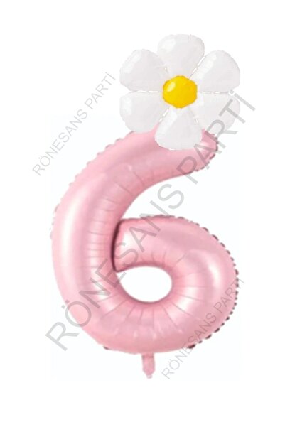 Generic Brand Pink Number and White Daisy Foil Balloon Set Age 6