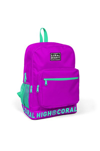 Coral High Rucsac USB cu patru compartimente cu logo broderie roz închis 24102