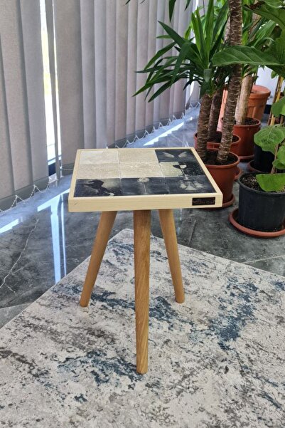 bluecape ŞAH MAT-L 32X32CM TRAVERTEN TAŞ SEHPA