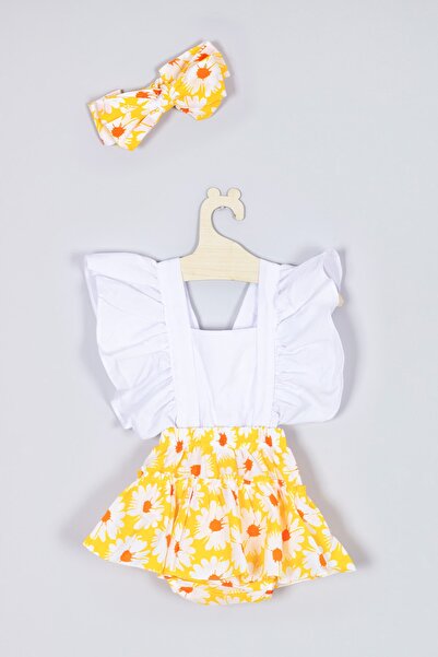 ADABEBEK Bandanalı Fırfırlı Papatya Salopet Tulum 003