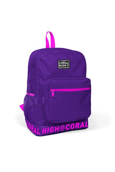 Coral High USB раница с лилаво бродерия с четири отделения 24109