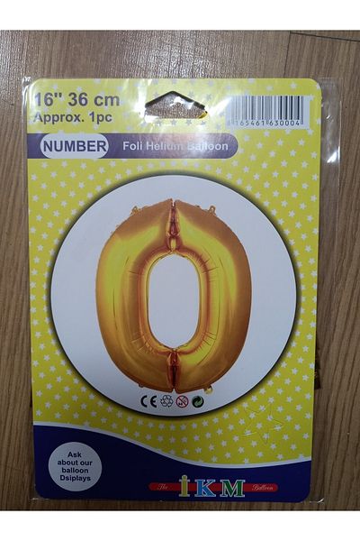 ikm balon 0 NUMBER FOIL BALLOON GOLD COLOR 36 CM