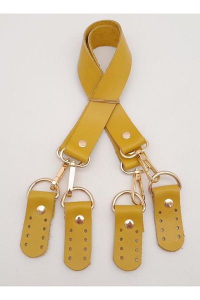 angel çanta aksesuar 55 cm Misu Model - Real Leather, Double Handle, Lemon Mildew Color, Light Gold Metal
