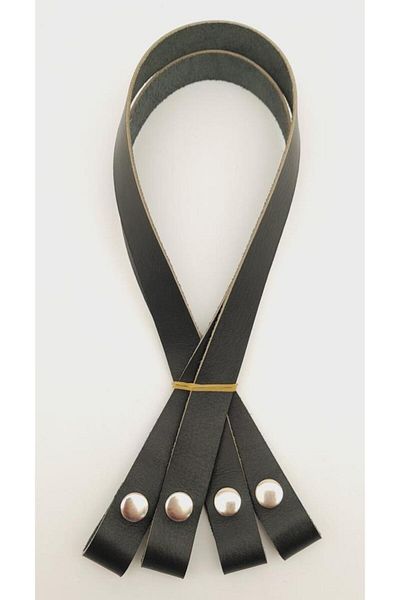 angel çanta aksesuar Handle Black - Real Leather Snap Bag with Silver Metal