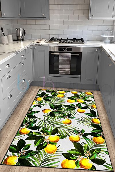 Bebişim Halı Limon Desenli Mutfak Halısı