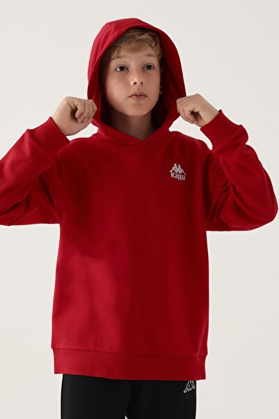 Kappa Red Sleeve Print Detail Hooded Boy's Sweatshirt