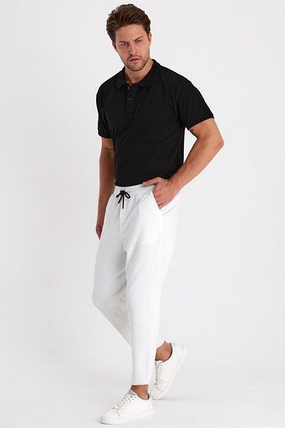 COMBINE Men's White Side Pocket, Elastic Waist, Lace-Up, Casual Cut Jogger Pants