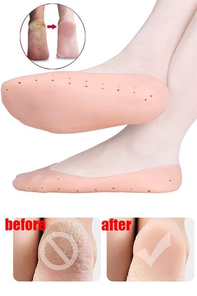 Genel Markalar Patik Ayak Topuk Çatlak Çorabı Silikon Patik Ten Rengi Çorap T...