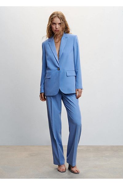 MANGO Woman Bunda Modal Mixed Suit Blazer